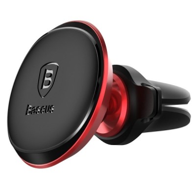 „Baseus“ Magnet Mount (360°) sarkans telefona autoturētājs (pie ventilācikas režģiem) / Vacins.lv