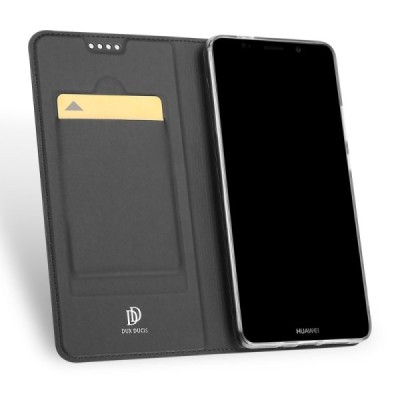 Huawei Mate 10 Pro „Dux Ducis“ Skin sērijas melns ādas atvērams maciņš / Vacins.lv
