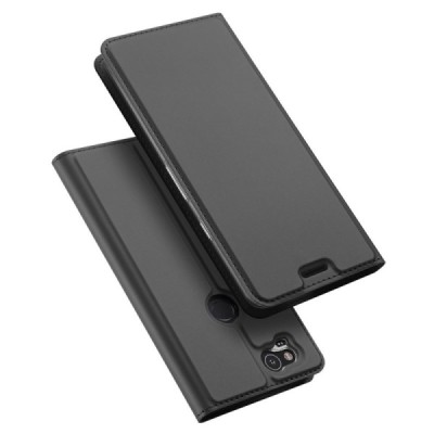 Google Pixel 2 „Dux Ducis“ Skin sērijas melns ādas atvērams maciņš / Vacins.lv
