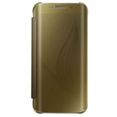 Samsung Galaxy S6 (G920) открываемый золотой пластиковый чехол-книжка | Vacins.lv