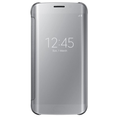 Samsung Galaxy S6 Edge+ (G928) plastmasas atvērams sudrabs ādas maciņš / Vacins.lv
