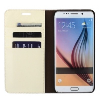 Samsung Galaxy S6 Edge+ (G928) „Faux Leather“ solīds atvēramais ādas smilšains maciņš - maks / Vacins.lv