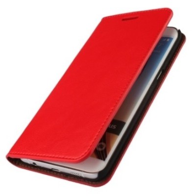 Samsung Galaxy S6 Edge+ (G928) „Faux Leather“ красный кожаный чехол-книжка | Vacins.lv
