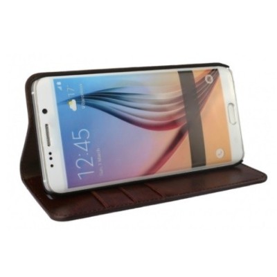 Samsung Galaxy S6 Edge+ (G928) „Faux Leather“ красный кожаный чехол-книжка | Vacins.lv