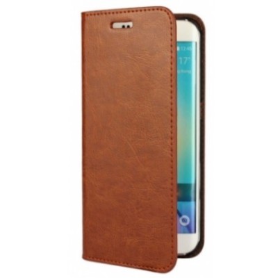 Samsung Galaxy S6 Edge (G925) „Faux Leather“ коричневый кожаный чехол-книжка | Vacins.lv