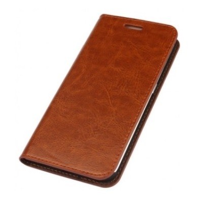 Samsung Galaxy S6 Edge (G925) „Faux Leather“ solīds atvēramais ādas brūns maciņš - maks / Vacins.lv