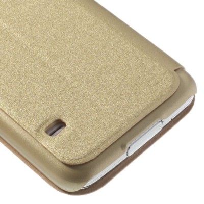 Samsung Galaxy S5 G900 (S5 Neo G903) Atvēramais maciņš ar lodziņu - zelta / Vacins.lv