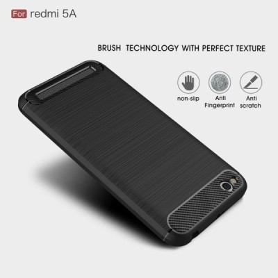 Xiaomi Redmi 5A „Carbon“ твердый силиконовый чехол (TPU) - черный | Vacins.lv