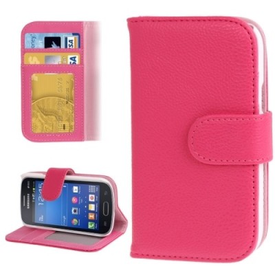 Samsung Galaxy Trend Lite (S7390, S7392) открываемый тёмно-розовый кожаный чехол - книжка | Vacins.lv