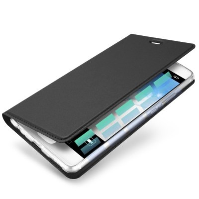 Huawei P10 (Huawei Ascend P10) „Dux Ducis“ Skin sērijas melns ādas atvērams maciņš / Vacins.lv