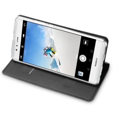 Huawei P10 (Huawei Ascend P10) „Dux Ducis“ Skin sērijas melns ādas atvērams maciņš / Vacins.lv