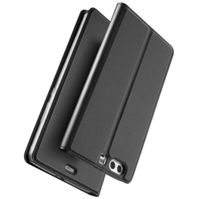 Huawei P10 (Huawei Ascend P10) „Dux Ducis“ Skin sērijas melns ādas atvērams maciņš / Vacins.lv