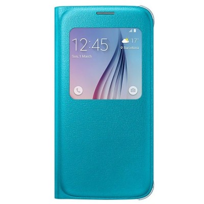 Samsung Galaxy S6 G920 оригинальный S View Cover открываемый светло-синий кожаный чехол - книжка | Vacins.lv