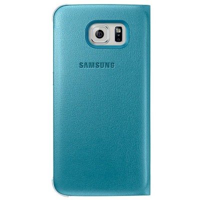 Samsung Galaxy S6 G920 oficiāls S View Cover atvērams gaiši zils ādas maciņš / Vacins.lv