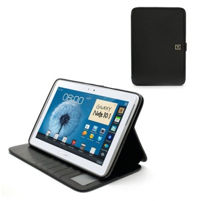 Samsung Galaxy Note 10.1 N8000 (N8010) atvēramais melns ādas futrālis - maciņš / Vacins.lv