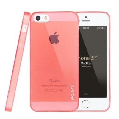 Apple iPhone 5S Leiers dzidrs (caurspīdīgs) cieta silikona TPU pasaulē planākais rozs futrālis / Vacins.lv