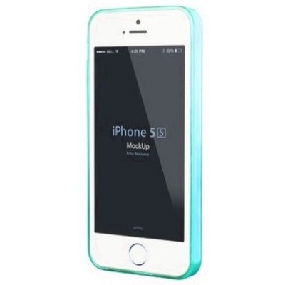 Apple iPhone 5S Leiers dzidrs (caurspīdīgs) cieta silikona TPU pasaulē planākais gaiši zils futrālis / Vacins.lv