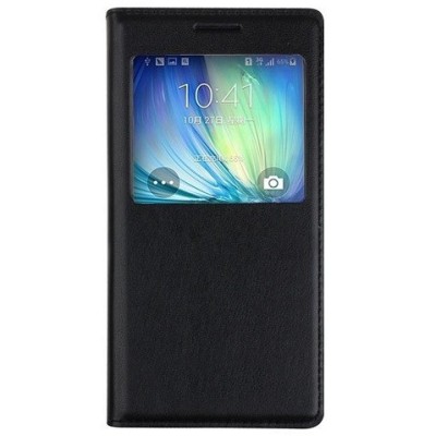 Samsung Galaxy E7 открываемый чёрный чехол c oкошком | Vacins.lv