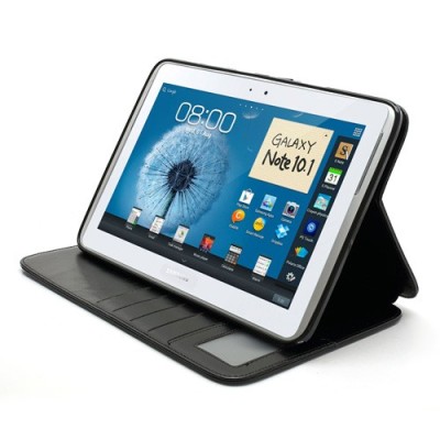Samsung Galaxy Note 10.1 N8000 (N8010) atvēramais melns ādas futrālis - maciņš / Vacins.lv