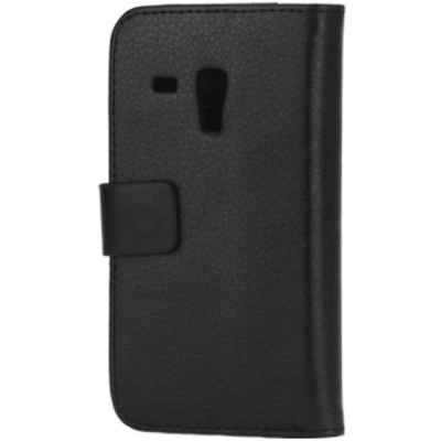 Samsung Galaxy S3 mini (i8190) atvēramais ādas melns maciņš (maks) / Vacins.lv