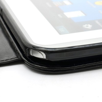 Samsung Galaxy Note 10.1 N8000 (N8010) atvēramais melns ādas futrālis - maciņš / Vacins.lv