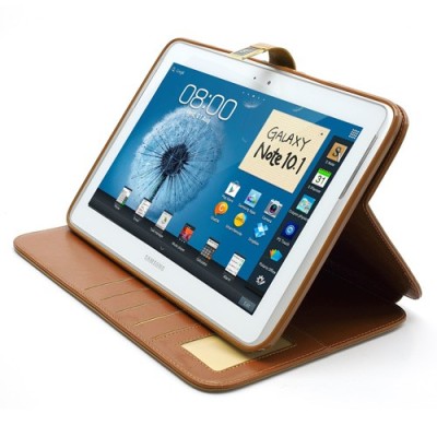 Samsung Galaxy Note 10.1 N8000 (N8010) atvēramais brūns ādas futrālis - maciņš / Vacins.lv