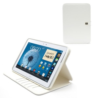 Samsung Galaxy Note 10.1 N8000 (N8010) atvēramais balts ādas futrālis - maciņš / Vacins.lv