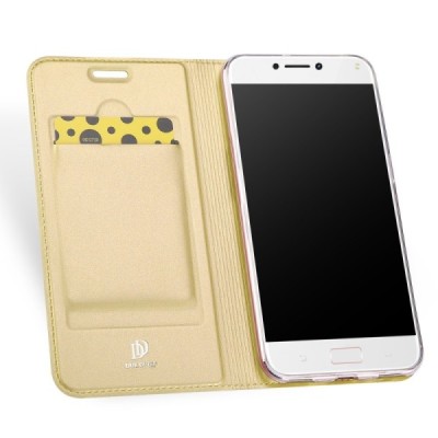 „Dux Ducis“ Skin серии Asus Zenfone 4 Max (ZC554KL) золотой кожаный чехол-книжка | Vacins.lv