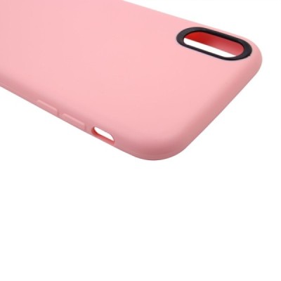 Apple iPhone X (iPhone Xs) твердый силиконовый (TPU) чехол светло-розовый | Vacins.lv