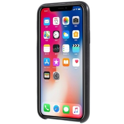 Soft Slim серии Apple iPhone X (iPhone Xs) чёрный кожаный чехол | Vacins.lv