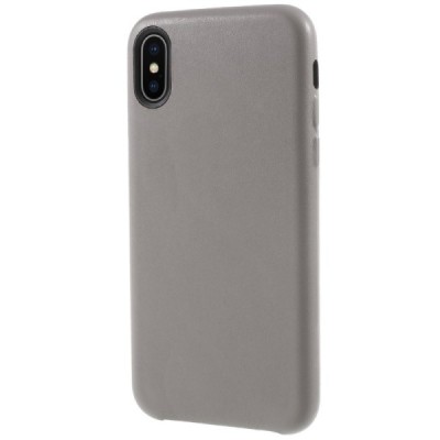 Soft Slim серии Apple iPhone X (iPhone Xs) серый кожаный чехол | Vacins.lv