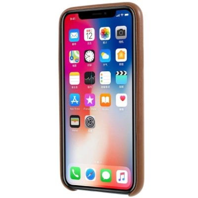 Soft Slim Apple iPhone X (iPhone Xs) brūns ādas apvalks / Vacins.lv