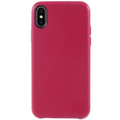 Soft Slim серии Apple iPhone X (iPhone Xs) тёмно-розовый кожаный чехол | Vacins.lv