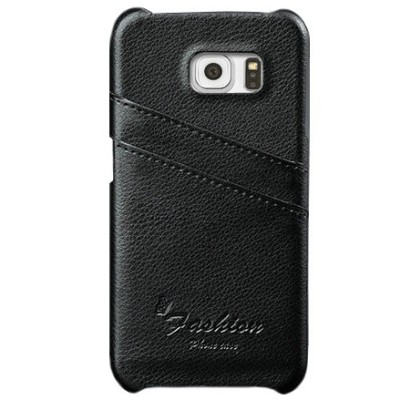 „Vintage“ Samsung Galaxy S6 Edge (G925) чёрный кожаный чехол с карманом для карт | Vacins.lv