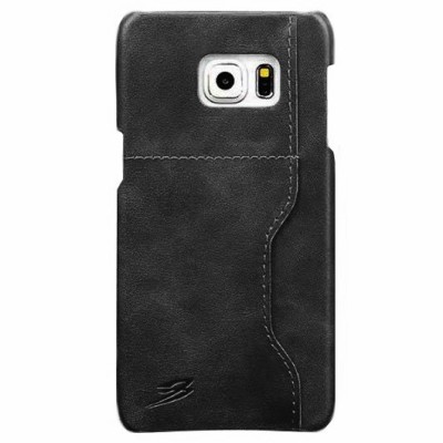 Samsung Galaxy S6 Edge+ (G928) „Retro“ Luxury pelēks mākslīgā āda apvalks ar iebūvētu karšu turētāju / Vacins.lv