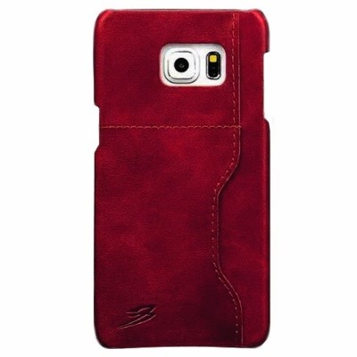 Samsung Galaxy S6 Edge+ (G928) „Retro“ Luxury sarkans mākslīgā āda apvalks ar iebūvētu karšu turētāju / Vacins.lv