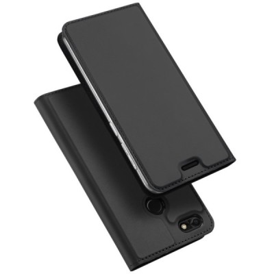 Huawei P9 Lite Mini (Y6 Pro 2017) „Dux Ducis“ Skin sērijas melns ādas atvērams maciņš / Vacins.lv