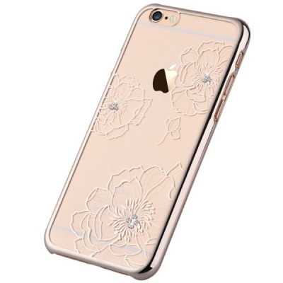 Apple iPhone 6 (6s) „Vouni“ Crystal Bloom пластиковый прозрачный золотой чехол с кристаллами | Vacins.lv