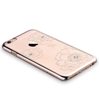 Apple iPhone 6 (6s) „Vouni“ Crystal Bloom пластиковый прозрачный золотой чехол с кристаллами | Vacins.lv