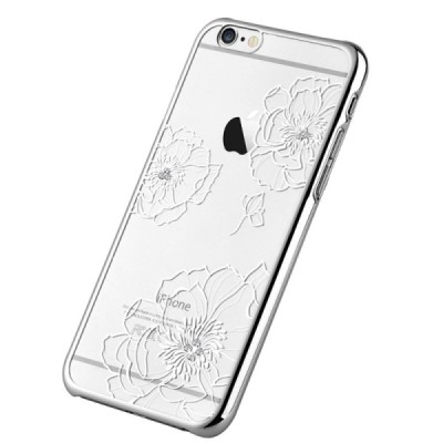 Apple iPhone 6 (6s) „Vouni“ Crystal Bloom пластиковый прозрачный серебристый чехол с кристаллами | Vacins.lv