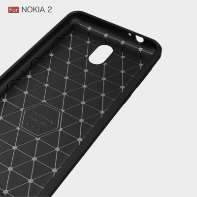 Nokia 2 „Carbon“ cieta silikona (TPU) melns apvalks / vacins.lv