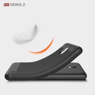 Nokia 2 „Carbon“ cieta silikona (TPU) melns apvalks / vacins.lv