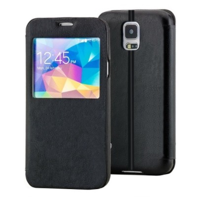 Samsung Galaxy S5 G900 (S5 Neo G903) melns atvēramais View Window maciņš / Vacins.lv