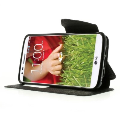 LG G2 D802 Roar Diary ādas atvēramais melns futrālis / Vacins.lv