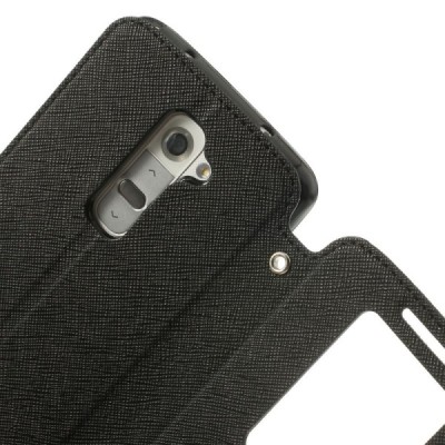 LG G2 D802 Roar Diary ādas atvēramais melns futrālis / Vacins.lv