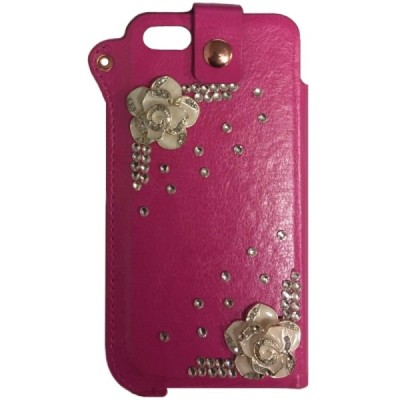 Apple iPhone SE (5, 5s) Fashion Leather rozā krāsā ieliktņa ādas / Vacins.lv