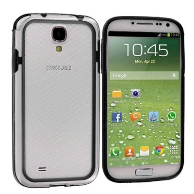 Samsung Galaxy S4 (I9500) прозрачная рамка (окантовка края, бампер) - чёрная | Vacins.lv