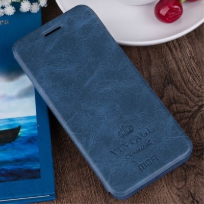 Xiaomi Redmi Note 4 „Mofi“ Vintage sērijas zils ādas atvērams maciņš / Vacins.lv