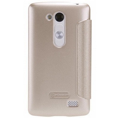 LG L Bello (D331, D335) золотой кожаный чехол-книжка Nillkin Sparkle | Vacins.lv