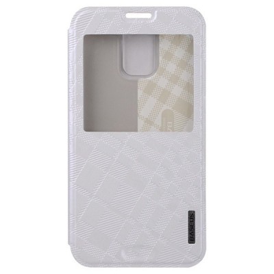 Samsung Galaxy S5 G900 (S5 Neo G903) Baseus Brocade atvēramais balts maciņš / Vacins.lv
